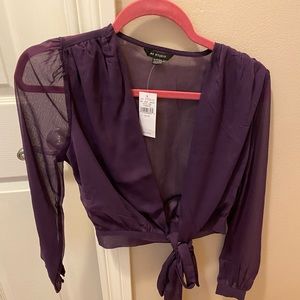 American Eagle crop wrap chiffon blouse